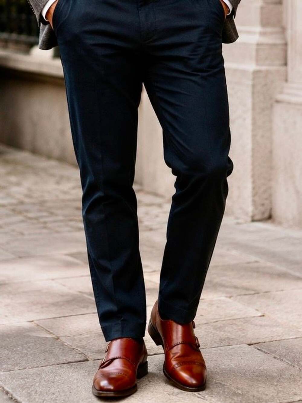 Stacy Adams Men's Desmond Cap Toe Monk Strap Dress Shoes in Cognac